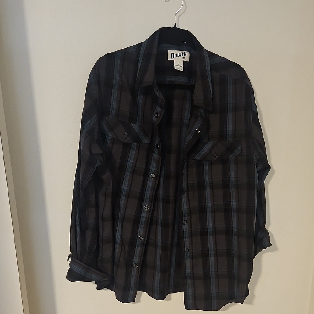 Duluth Black and Blue Plaid Shirt